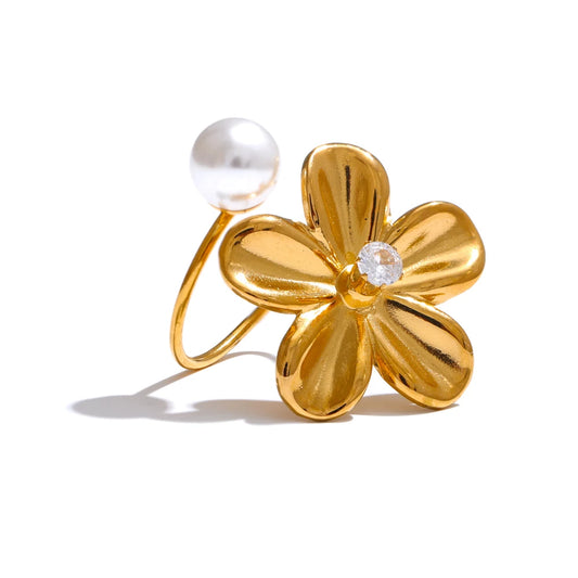 Pearl Zircon Ring